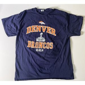 Denver Broncos Super Bowl XLVIII 2014 Graphic T-Shirt Size Mens XL